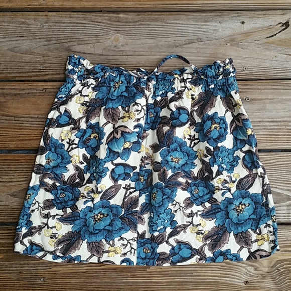 LOFT Linen and Rayon Skirt XSP Blue Floral - Picture 7 of 14